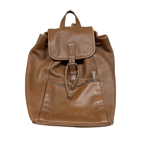 Rare Vintage Coach 5408 Drawstring Buckle Flap Leather Backpack Daypack Purse - Picture 1 of 13